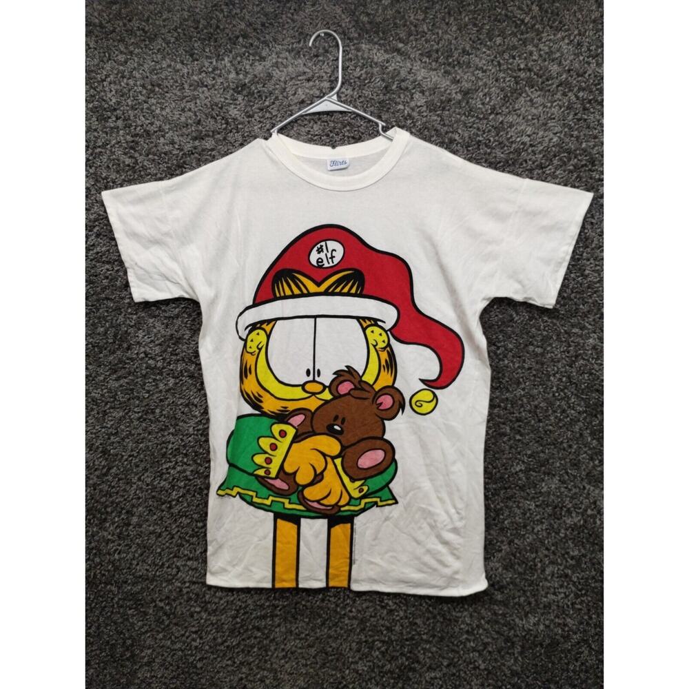Vintage Flirt Garfield Sleep Shirt Women One Size White Christmas Single‎ Stitch